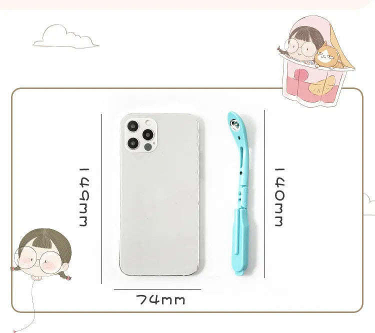 Folding book light in blue colour showing portable battery-powered design