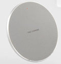 Round aluminium wireless charging pad with LED indicator in black or grey colour