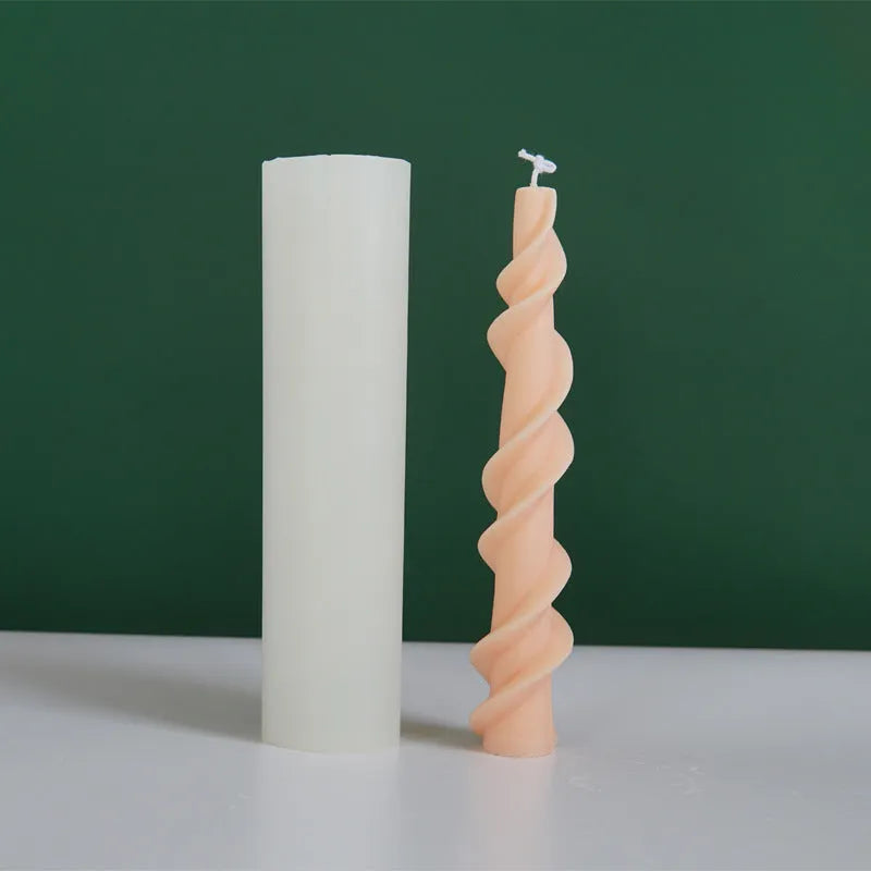 Screw wax silicone candle mould with rotating lace pattern for tapered candle making