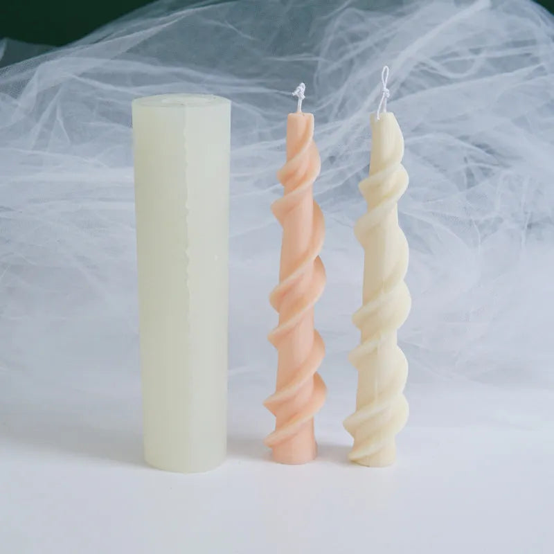 Screw wax silicone candle mould with rotating lace pattern for tapered candle making
