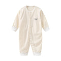 Soft 100% combed cotton baby romper in an animal print design, long sleeves.
