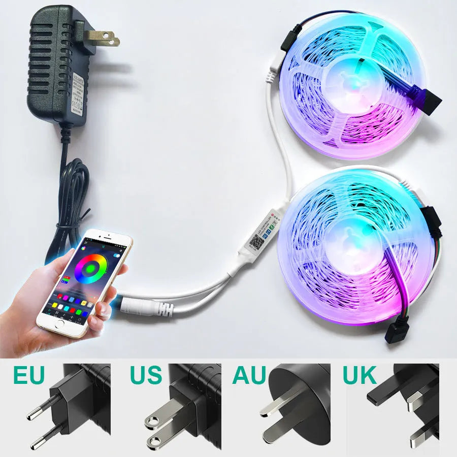 24-key mini Bluetooth DC head RGB LED controller for 5050 strips, 5-24V input, 140-degree beam angle