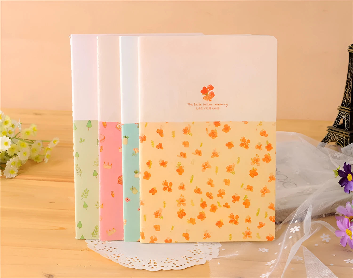 A5 portable notebook 21x14cm with broken flowers cover design for student school supplies