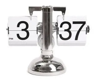 Retro flip digital table clock, battery quartz, 21x8x16 cm, black grey white colour options