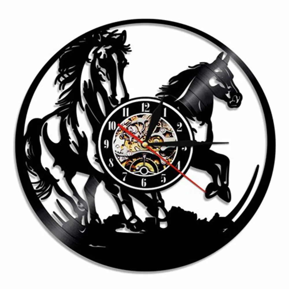 12 inch round black single-sided wall clock with quartz movement, pointer display, and 24-hour indication