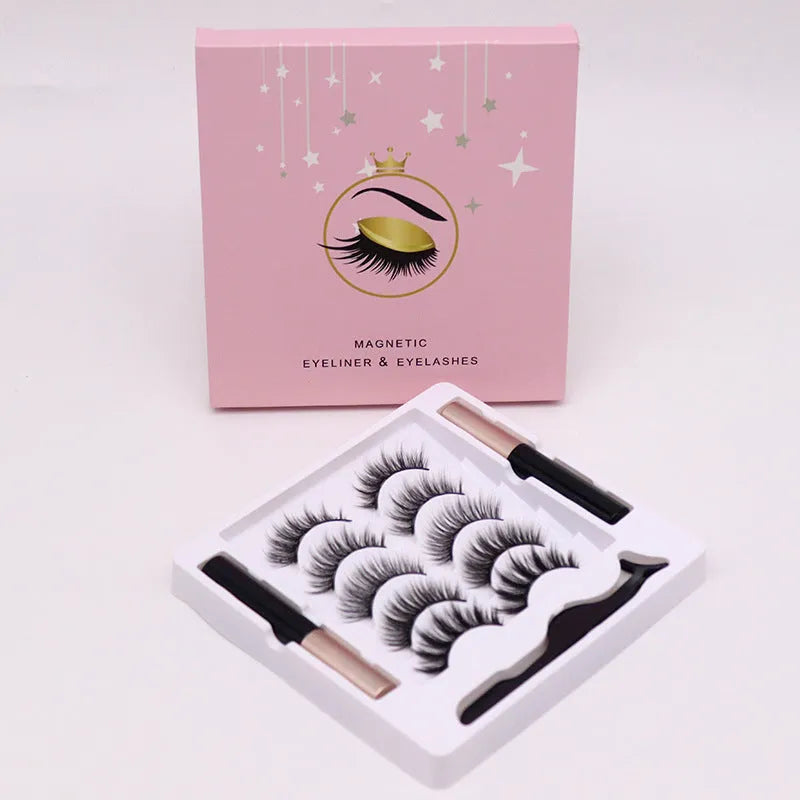 Magnetic eyelashes and eyeliner set with 5 pairs of false mink lashes in colour 003