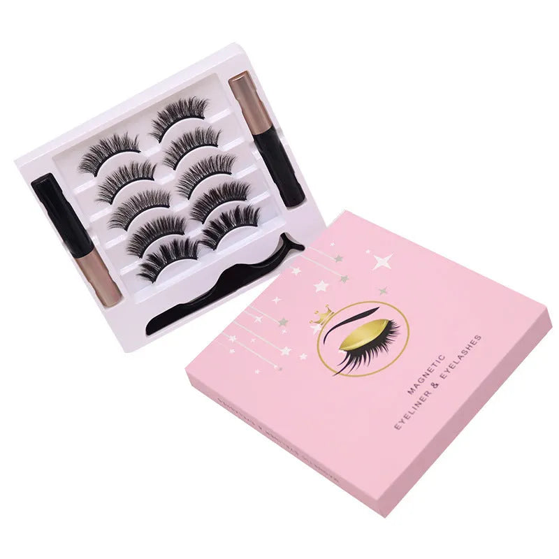 Magnetic eyelashes and eyeliner set with 5 pairs of false mink lashes in colour 003