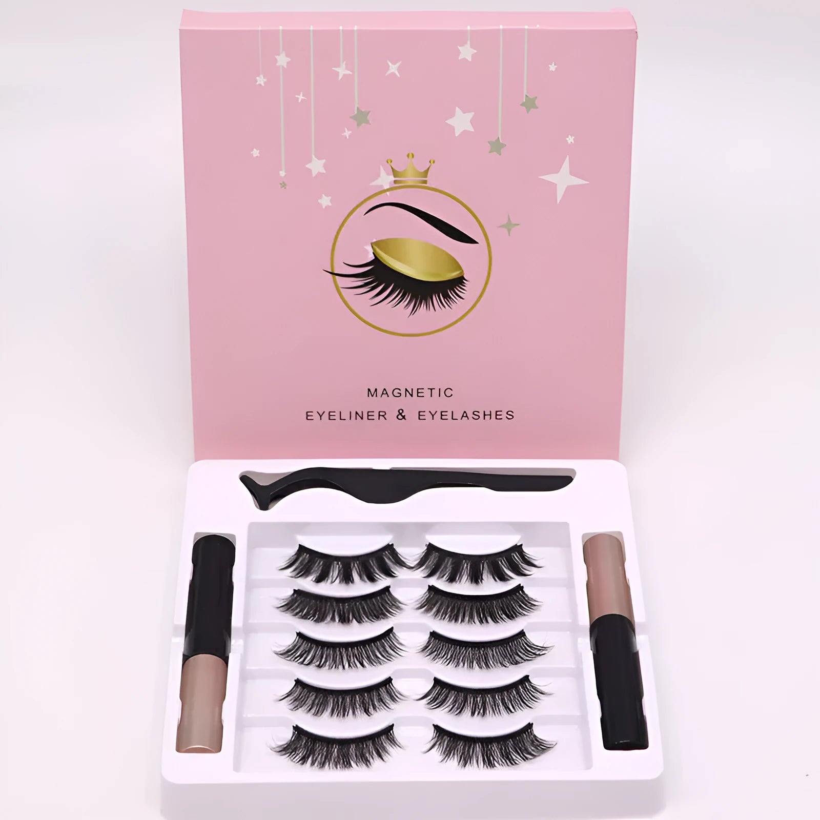 Magnetic eyelashes and eyeliner set with 5 pairs of false mink lashes in colour 003