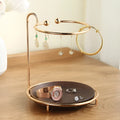 Walnut wood key rack and jewellery storage tray with electroplated iron fittings