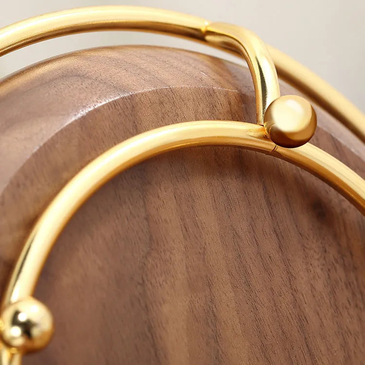 Walnut wood key rack and jewellery storage tray with electroplated iron fittings
