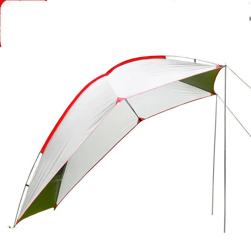 Outdoor portable camper tail tent in glass rod army green, 3-person single-layer with aluminium poles