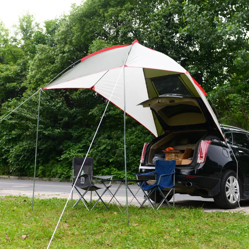 Outdoor portable camper tail tent in glass rod army green, 3-person single-layer with aluminium poles