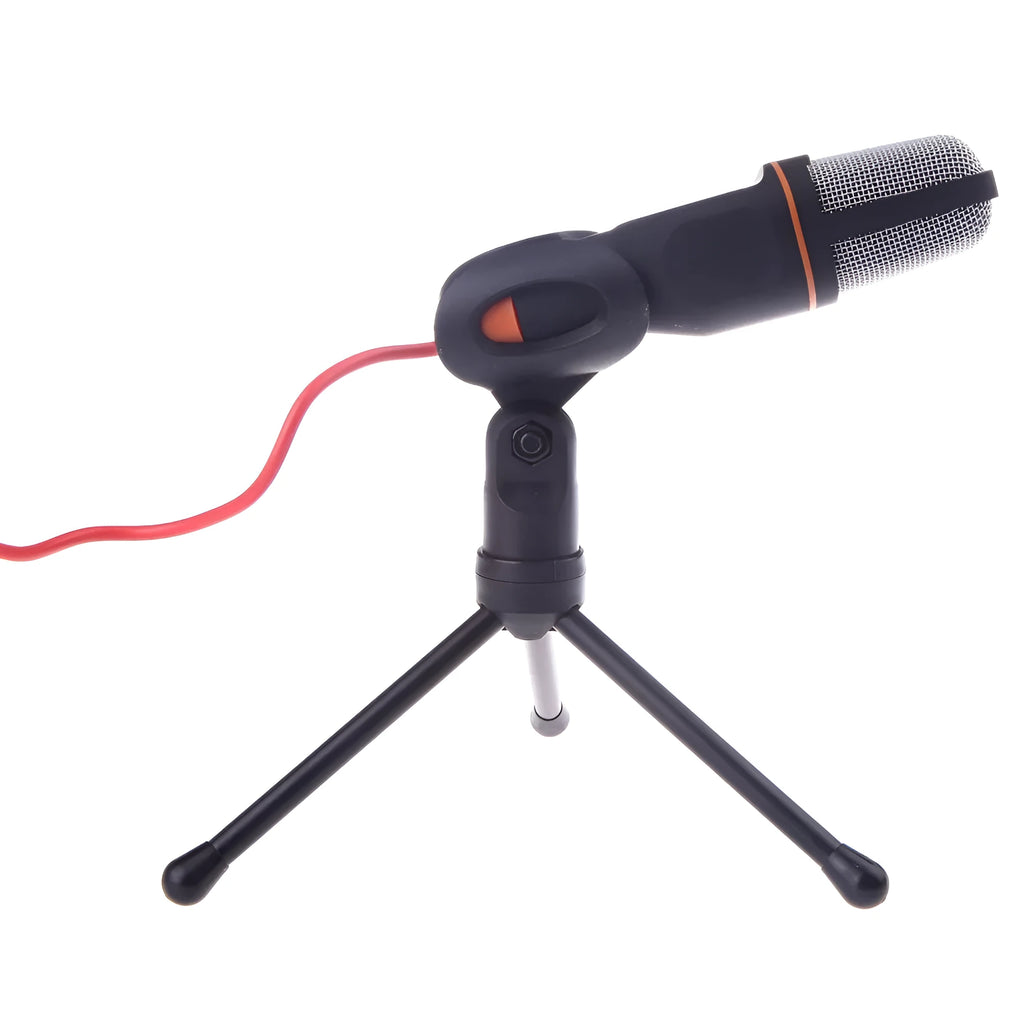 Black wired desktop microphone with adjustable mounting clip on a 1.85m cable.