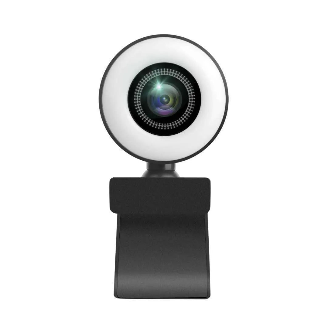 USB computer webcam with a ring of LED lights around the lens, on a 1.5 metre cable.
