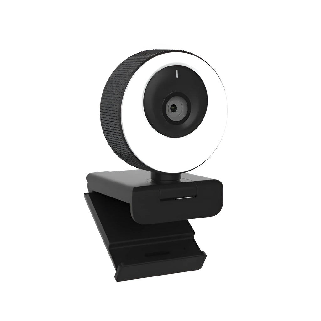 Black USB webcam with magnetic privacy cover, 1.7m cable, 1080p resolution and built-in microphone