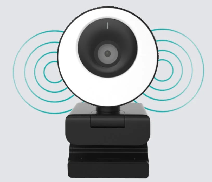 Black USB webcam with magnetic privacy cover, 1.7m cable, 1080p resolution and built-in microphone