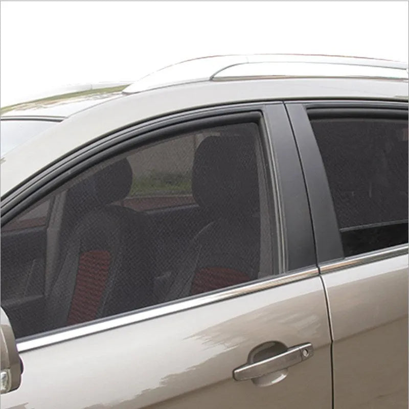 Black magnetic sunshade net with 10 magnets on a car window, size 80x50cm or 90x60cm
