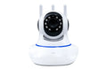 Wireless 1080P security camera with 360-degree rotating head, three antennas, and night vision for indoor home monitoring