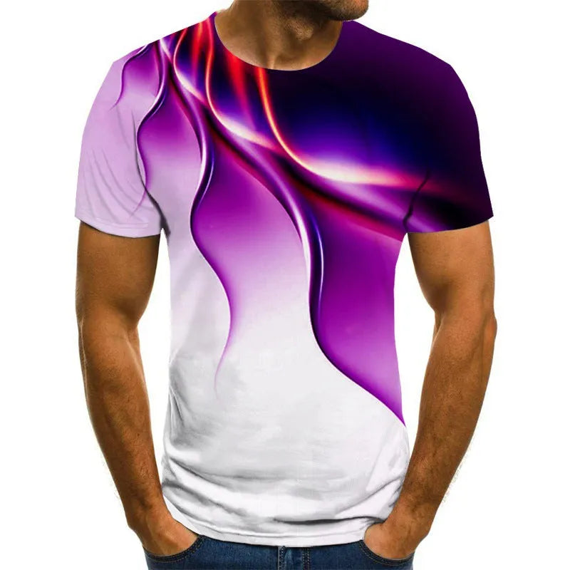 Men's camouflage 3D lightning short sleeve round neck t-shirt in loose fit, polyester blend, available in multiple colours