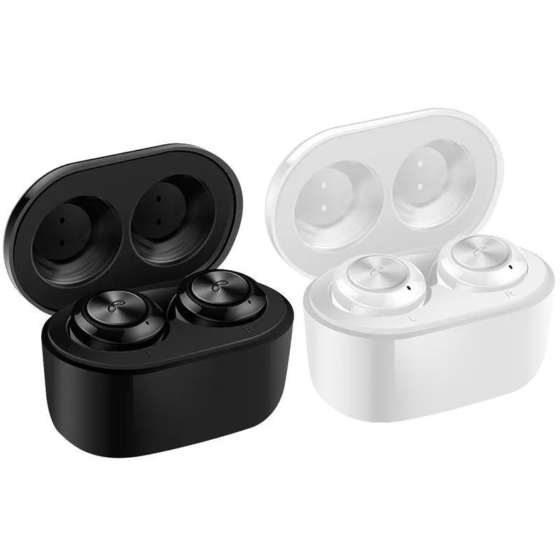 A6 black and white true wireless Bluetooth headphones with noise cancelling feature