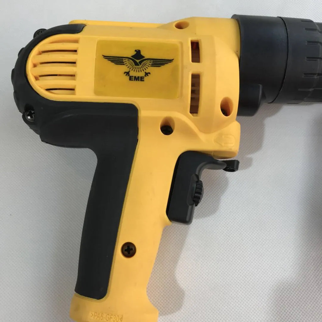 Yellow rechargeable automatic chain belt nail feeding electric screw machine with pistol grip handle