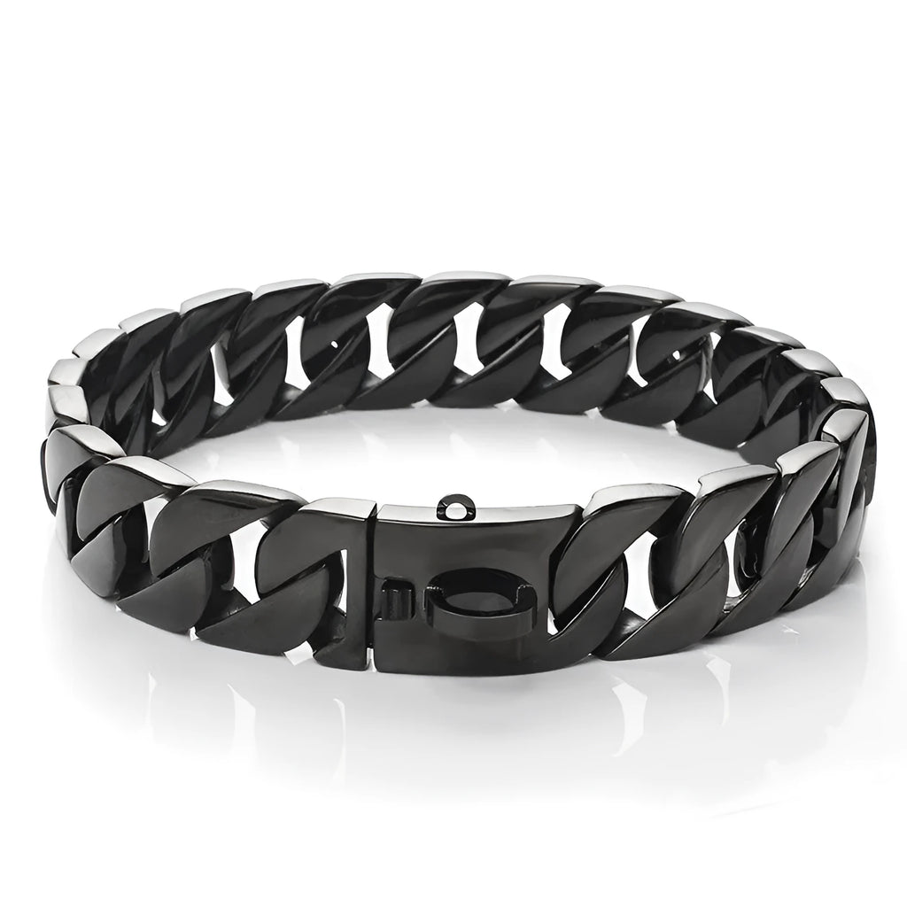 Stainless steel casting dog chain collar for large dogs on a surface, polished finish