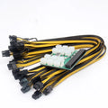 Server power conversion riser card with twelve 50 cm black 8-pin to 6-pin PCIe graphics card power cables.
