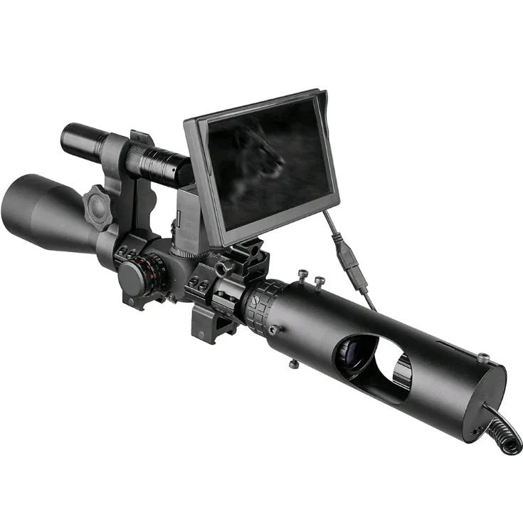 Digital night vision goggles with 5 inch LCD screen and infrared transmitter for 200 metre viewing distance
