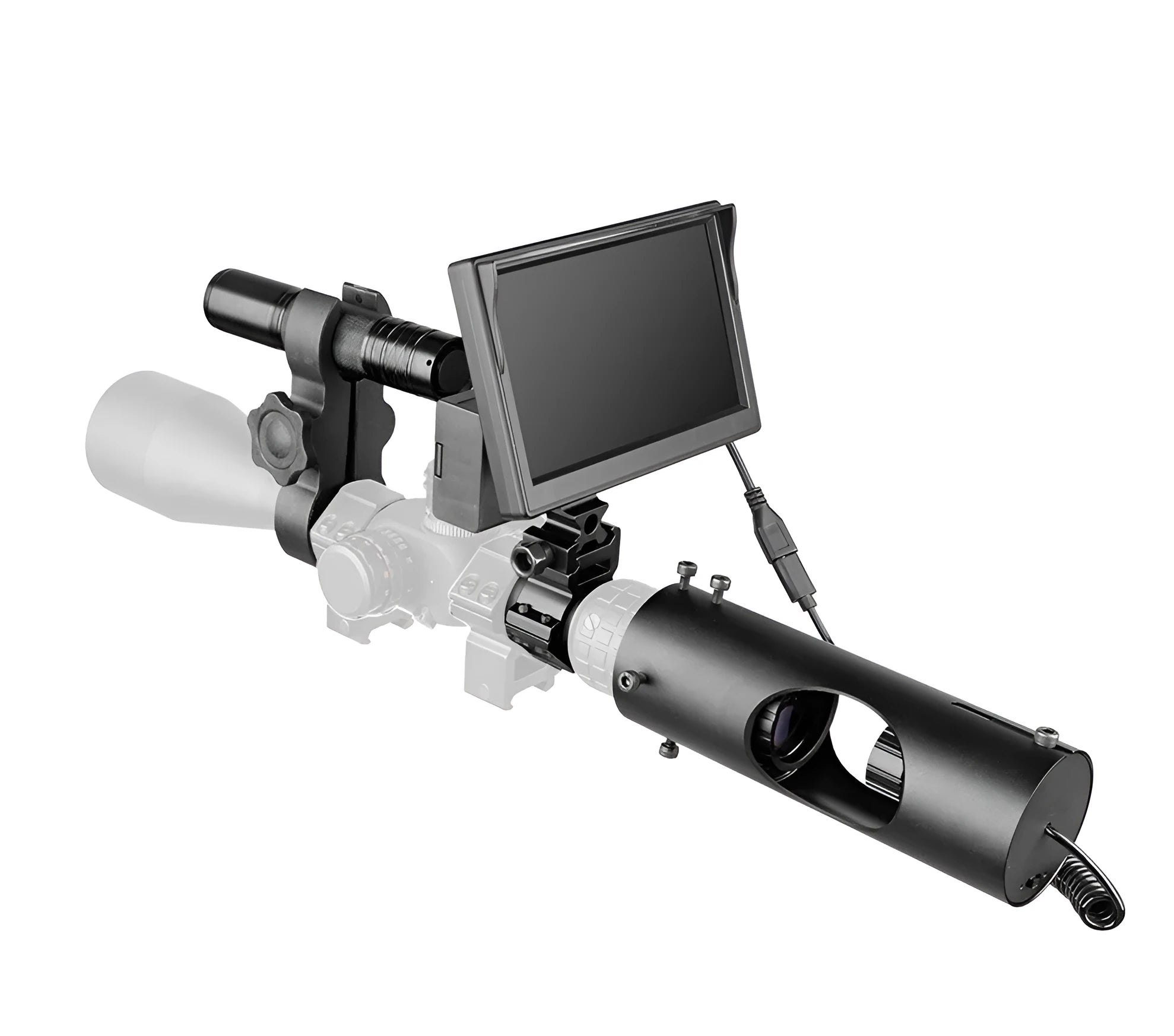 Digital night vision goggles with 5 inch LCD screen and infrared transmitter for 200 metre viewing distance