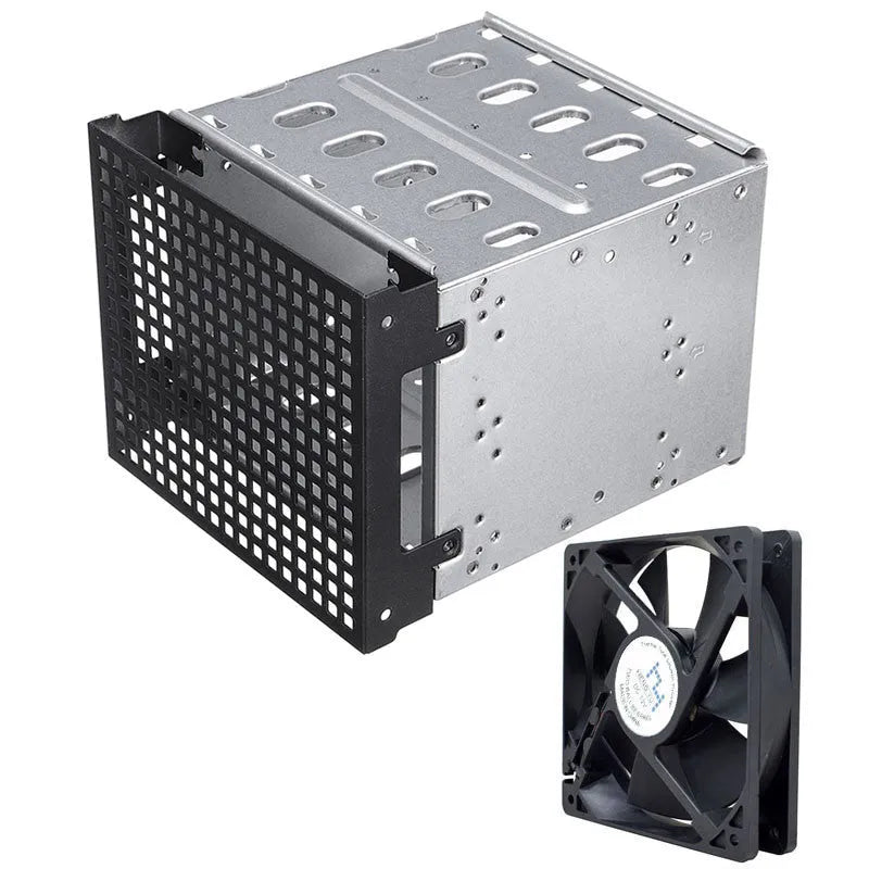 Transparent plastic hard drive cage converting a 5.25 inch optical bay for a 3.5 inch hard drive