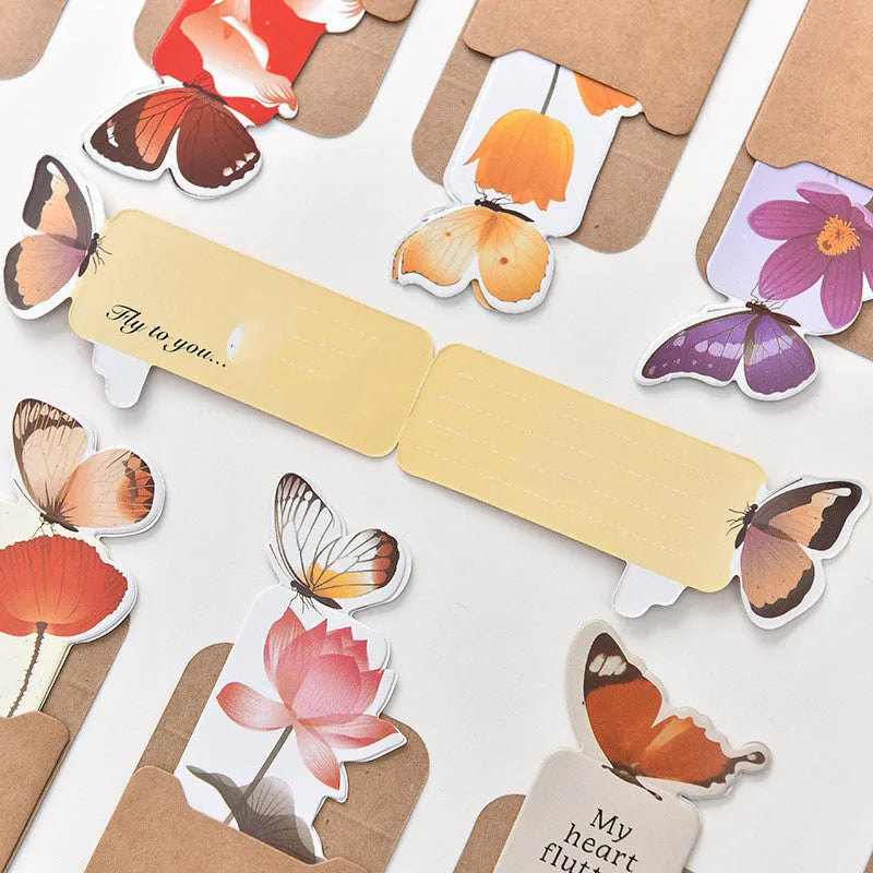 Butterfly图案 paper bookmark measuring 13.5cm by 5.5cm with Japanese and South Korean cute style design