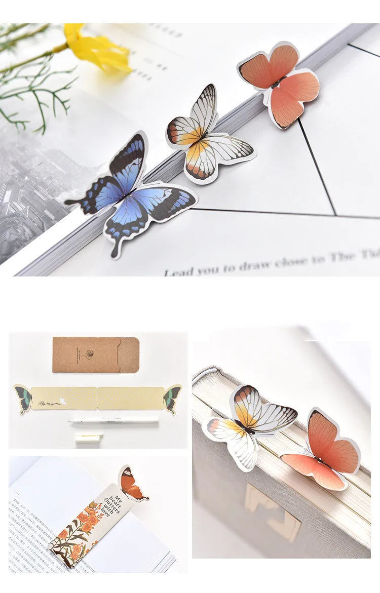 Butterfly图案 paper bookmark measuring 13.5cm by 5.5cm with Japanese and South Korean cute style design