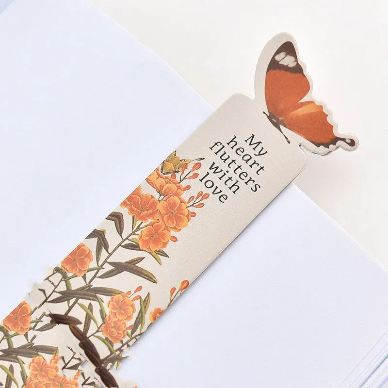 Butterfly图案 paper bookmark measuring 13.5cm by 5.5cm with Japanese and South Korean cute style design