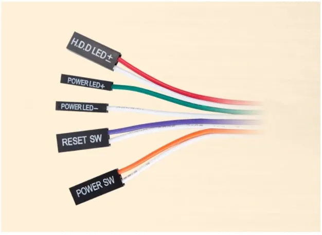 Black and red desktop computer power switch with reset button and 1.6m cable