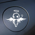 Retro gothic fallen angel carved PVC waterproof wall sticker in black and white, solid colour, 10cm by 13cm