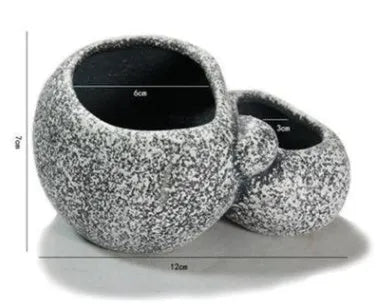 Ceramic simulation stone hydroponic pot with multiple holes for cichlid hideaway breeding in aquarium
