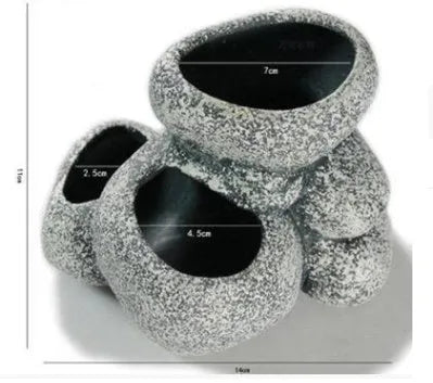 Ceramic simulation stone hydroponic pot with multiple holes for cichlid hideaway breeding in aquarium