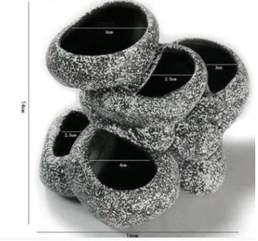 Ceramic simulation stone hydroponic pot with multiple holes for cichlid hideaway breeding in aquarium