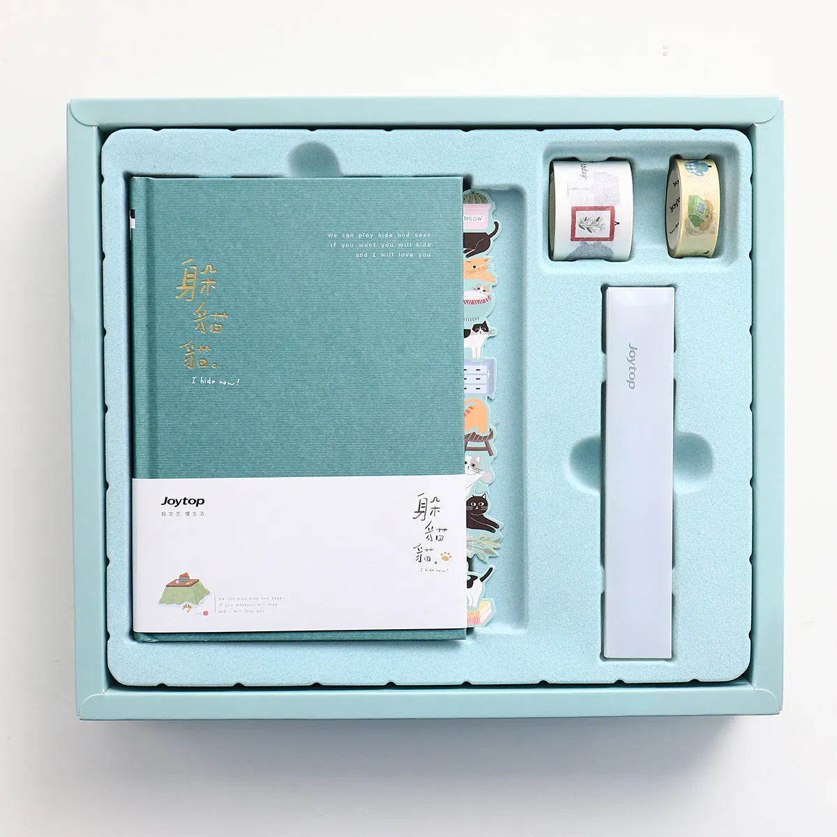 Peekaboo Gift Box Hand Ledger notebook and pen set showing compact 13x18cm size