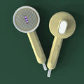 Hoopet 2-in-1 pet comb with UVC lamp in ivory white, olive green, or khaki yellow for cat and dog grooming