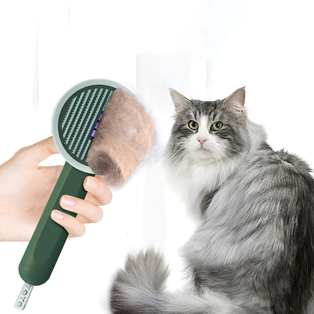 Hoopet 2-in-1 pet comb with UVC lamp in ivory white, olive green, or khaki yellow for cat and dog grooming
