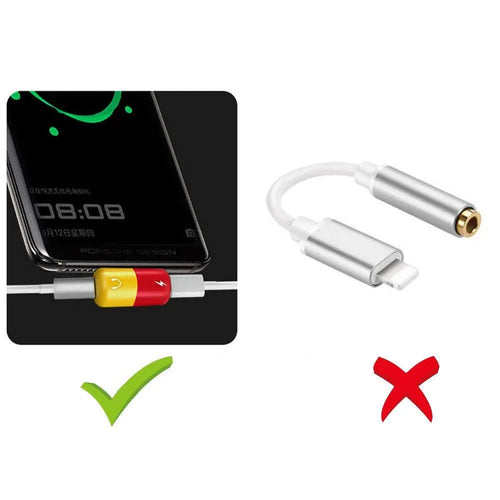 Blue Huawei phone case with integrated USB-C to 3.5mm audio and charging adapter port