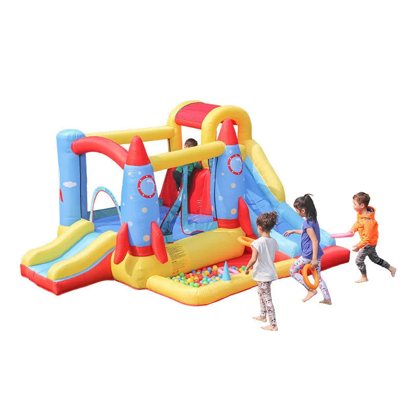 Rocket Castle outdoor inflatable bouncy castle in photo colour with Oxford cloth fabric and fan