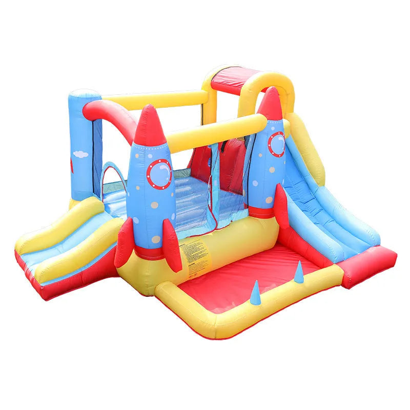 Rocket Castle outdoor inflatable bouncy castle in photo colour with Oxford cloth fabric and fan