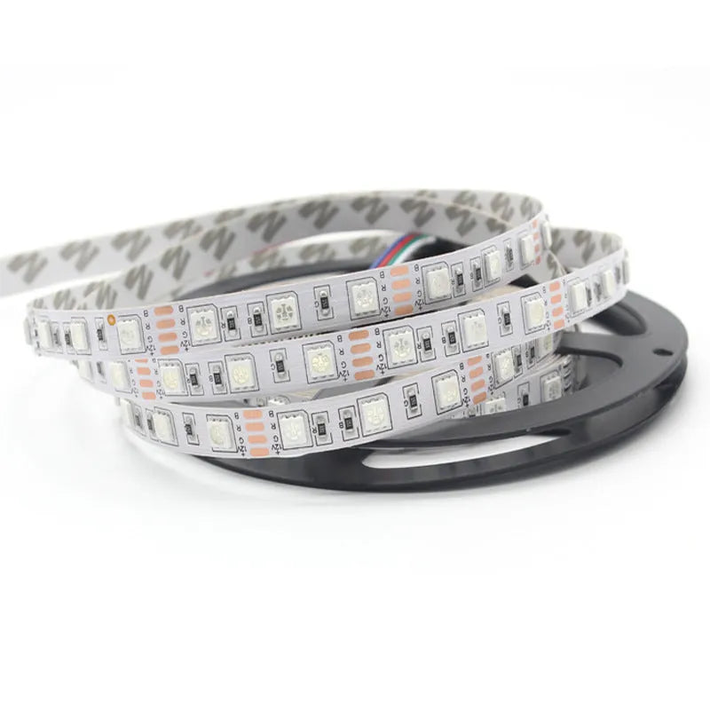RGB LED strip light 5050 60 LEDs per metre 12V with remote control and optional waterproof styles
