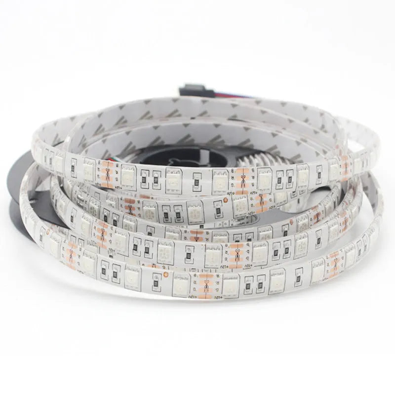 RGB LED strip light 5050 60 LEDs per metre 12V with remote control and optional waterproof styles
