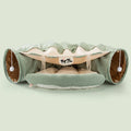 Collapsible cloth cat tunnel in Pink style, measuring 45x50x22cm, on a light background