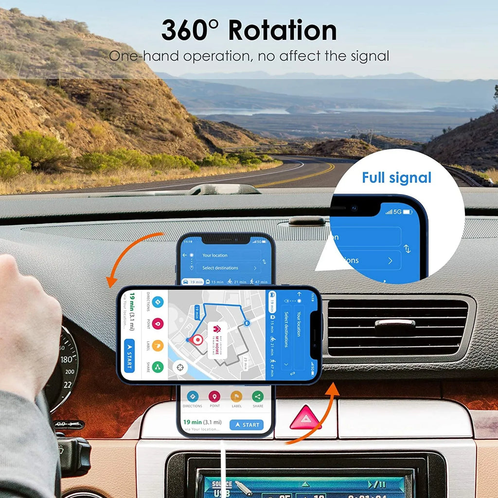 Black magnetic suction car wireless charger with indicator light for 15W fast charging