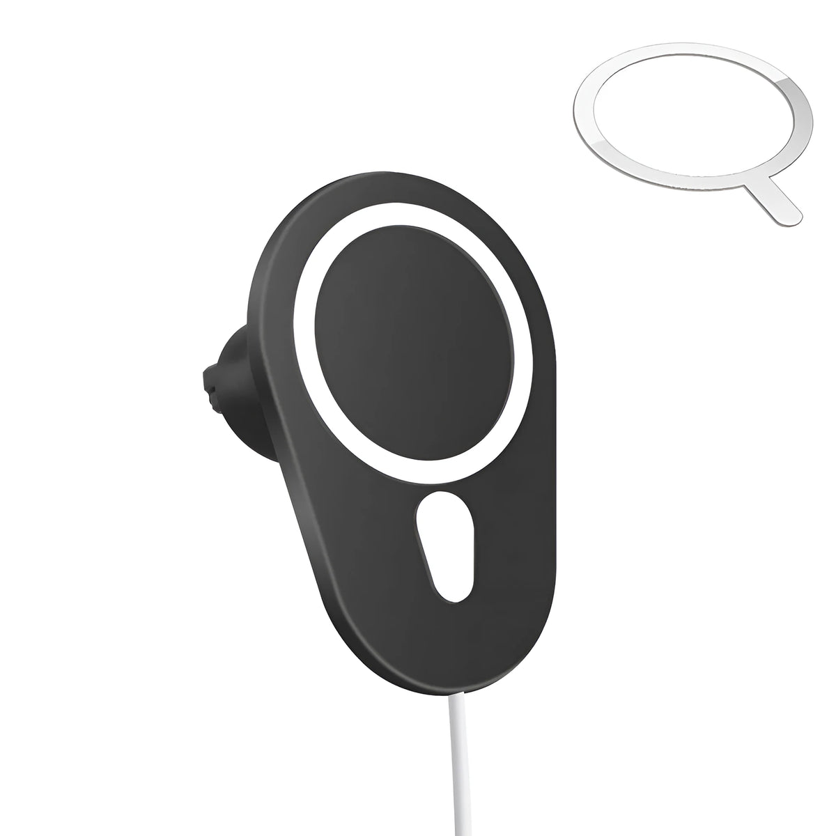Black magnetic suction car wireless charger with indicator light for 15W fast charging