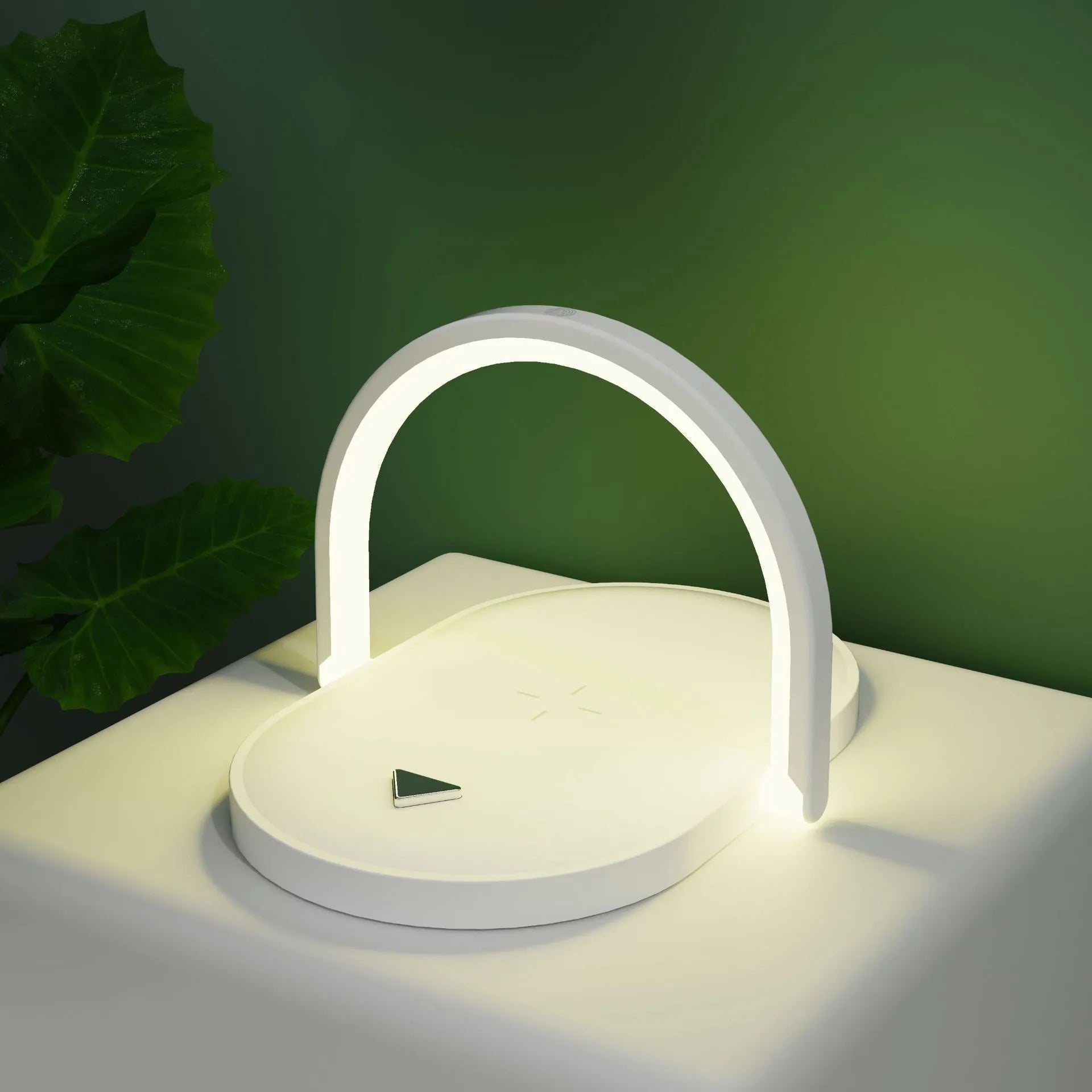 Black wireless charging stand with night light and phone holder showing 15W fast charging capability